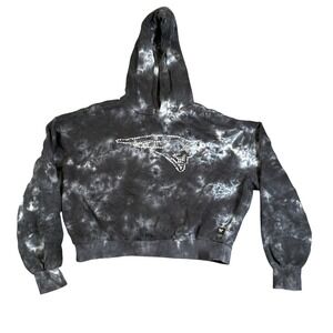 The Wild Collective New England Patriots Tie Dye Rhinestone Cropped Hoodie M